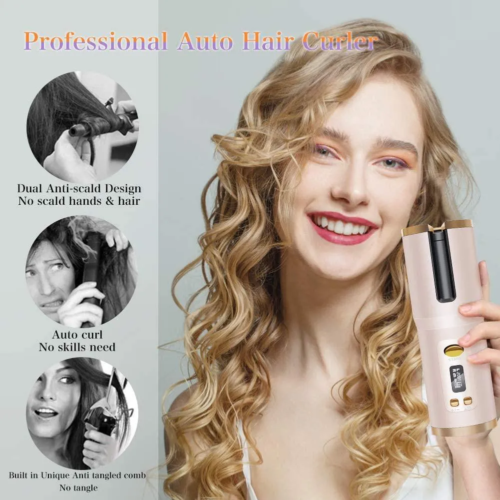 Cordless Automatic Portable Ceramic Barrel Hair Curler