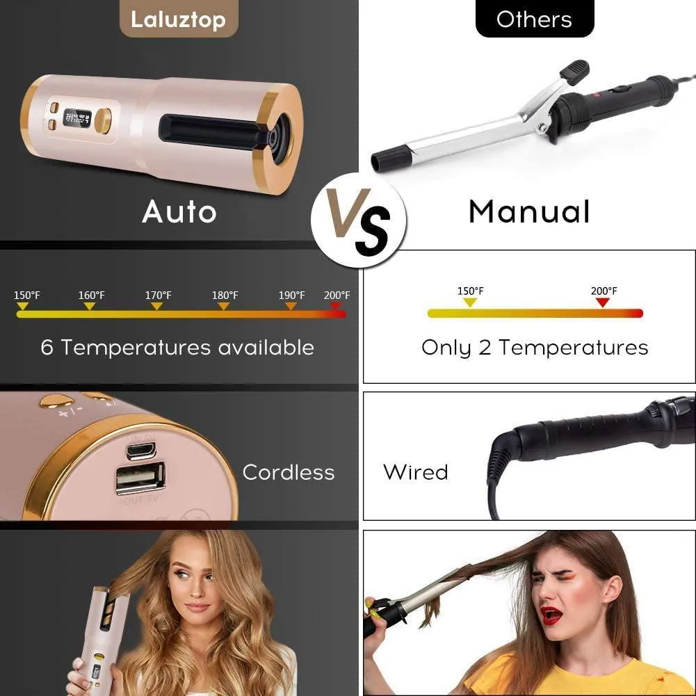 Cordless Automatic Portable Ceramic Barrel Hair Curler