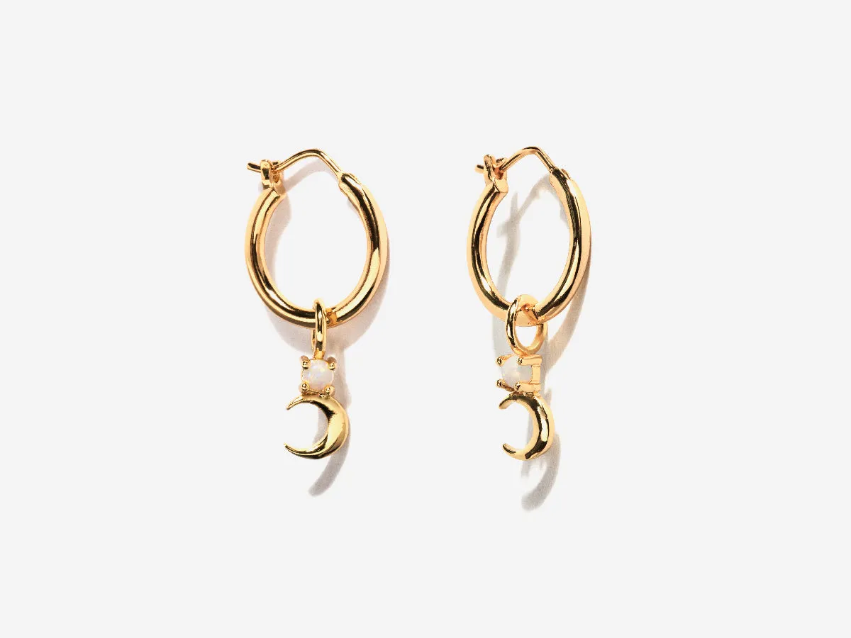 Crescent Moon Opal Earrings Charm