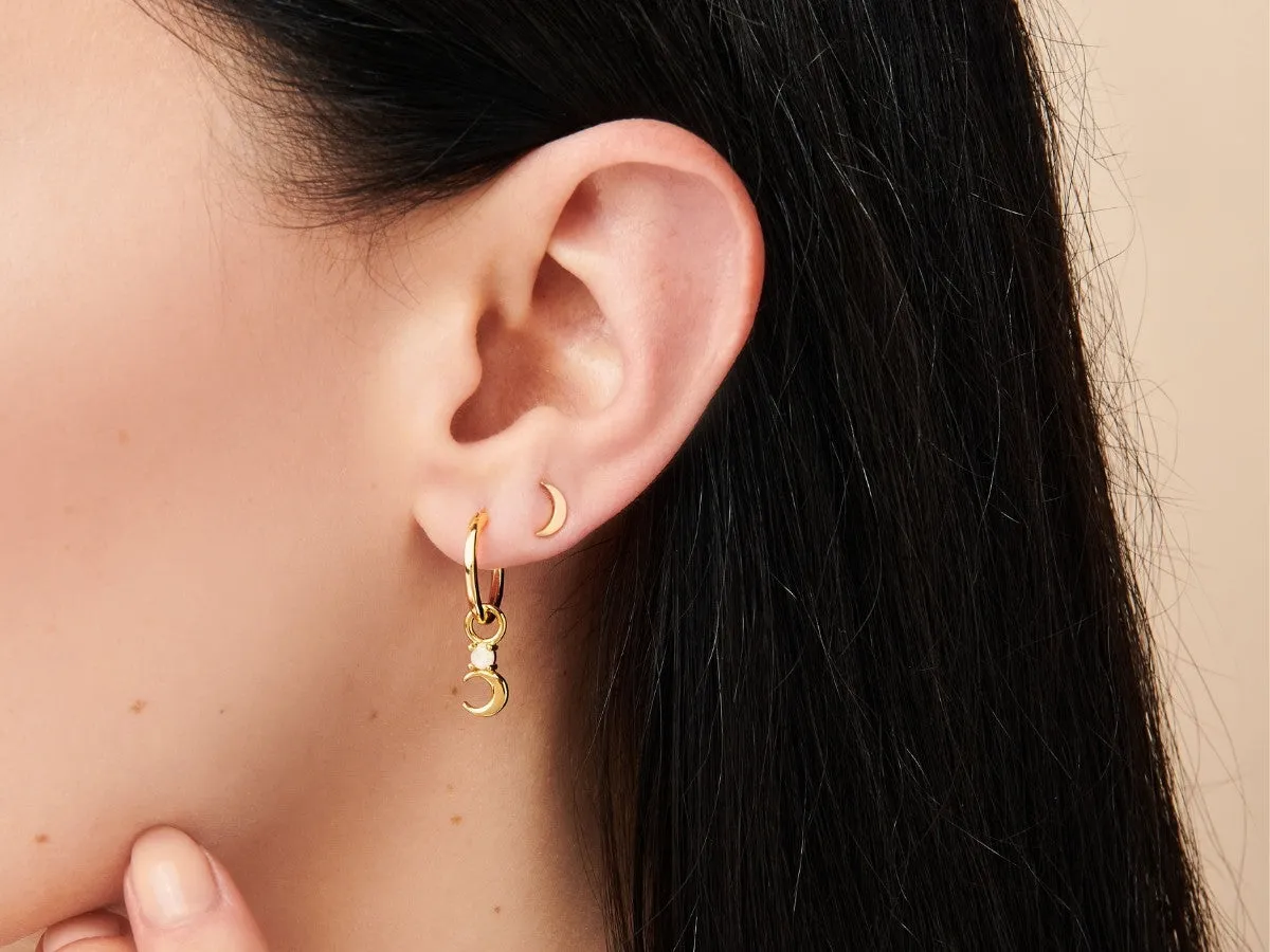Crescent Moon Opal Earrings Charm