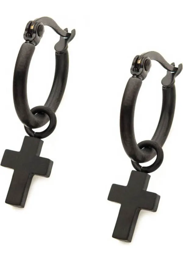 Cross [Matte Black] | EARRINGS