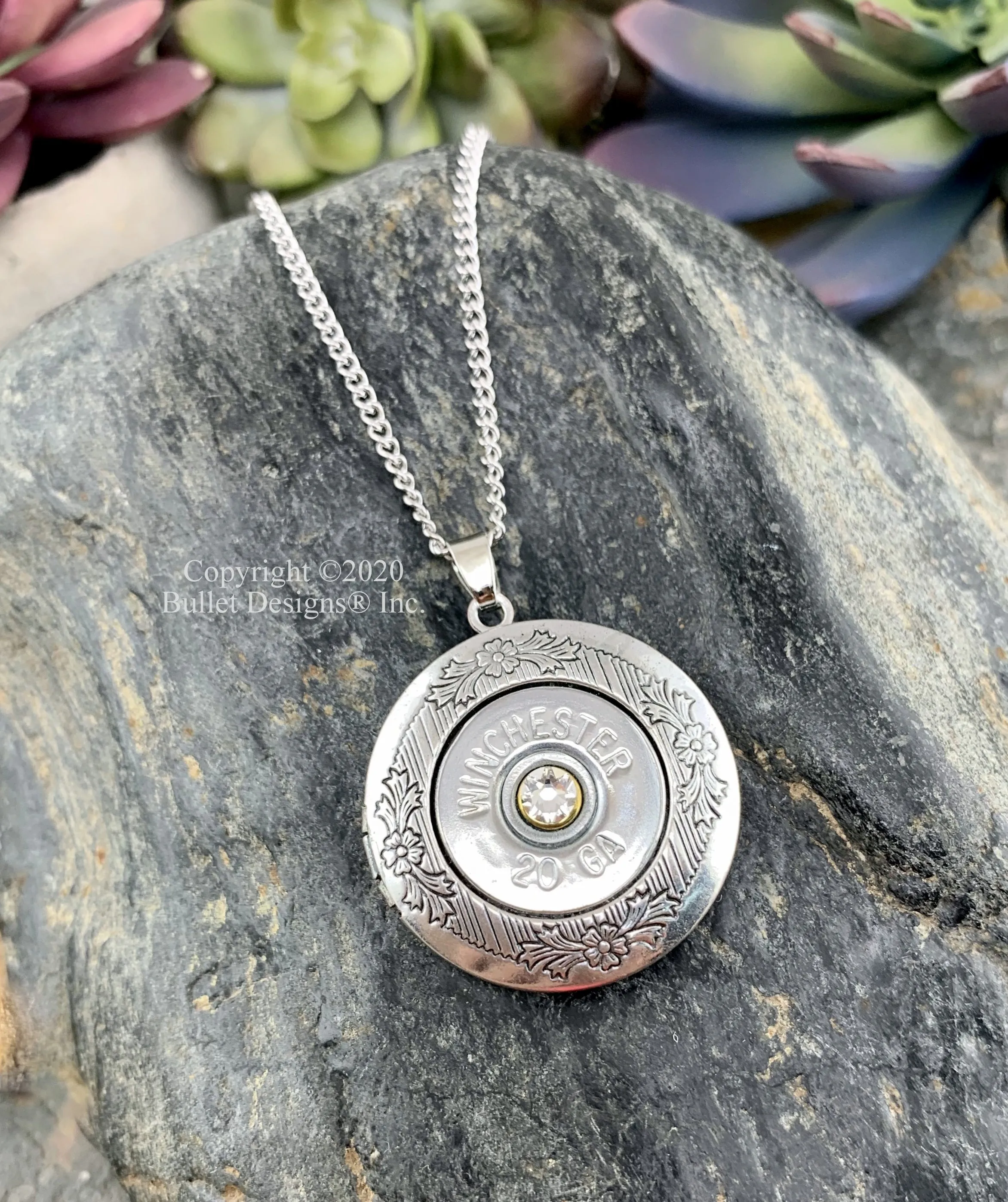 Custom 20 Gauge Shotgun Photo Locket Necklace, Jewelry