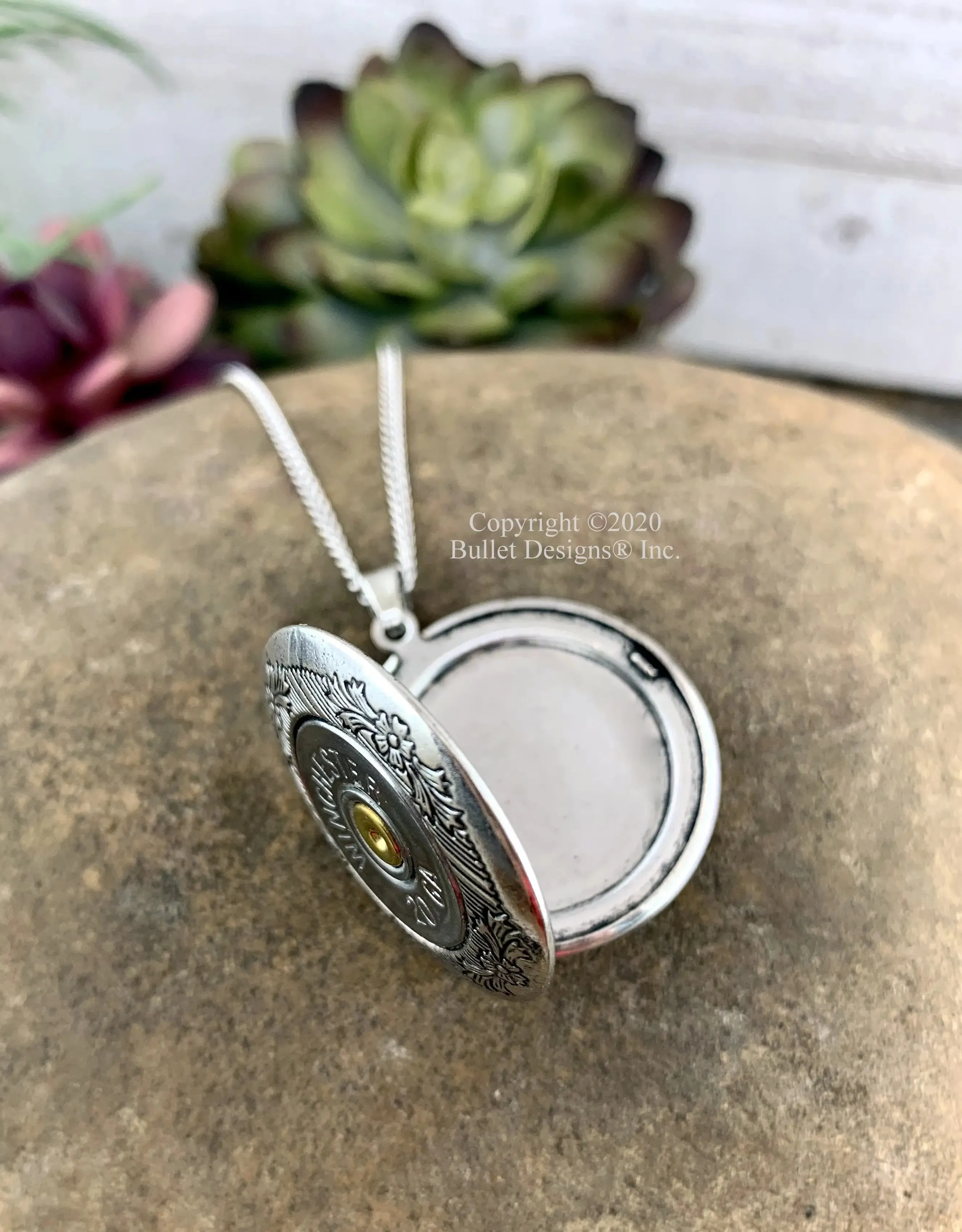 Custom 20 Gauge Shotgun Photo Locket Necklace, Jewelry