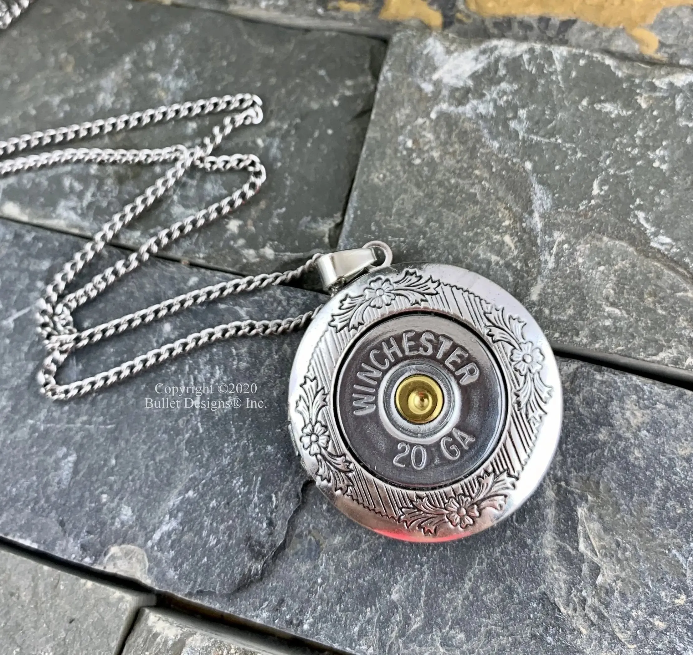 Custom 20 Gauge Shotgun Photo Locket Necklace, Jewelry