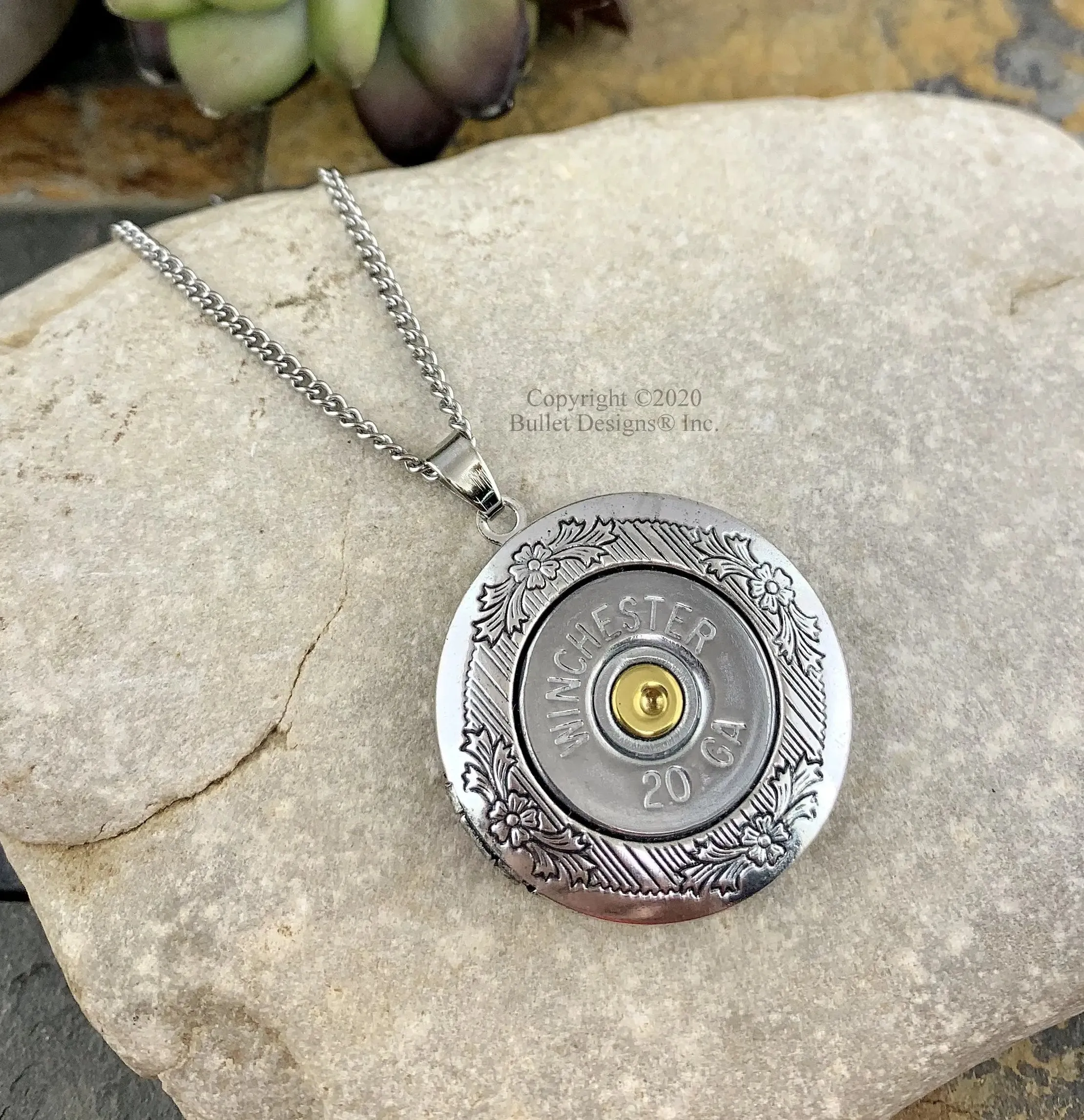 Custom 20 Gauge Shotgun Photo Locket Necklace, Jewelry