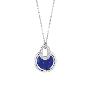 Dark Blue Stone Pendant - Silver - 3887BL/42