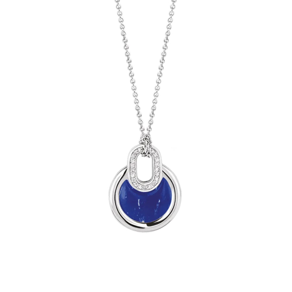 Dark Blue Stone Pendant - Silver - 3887BL/42