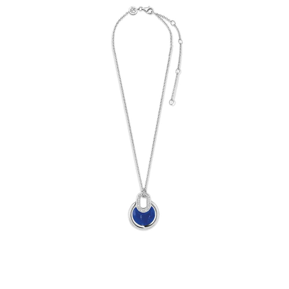 Dark Blue Stone Pendant - Silver - 3887BL/42