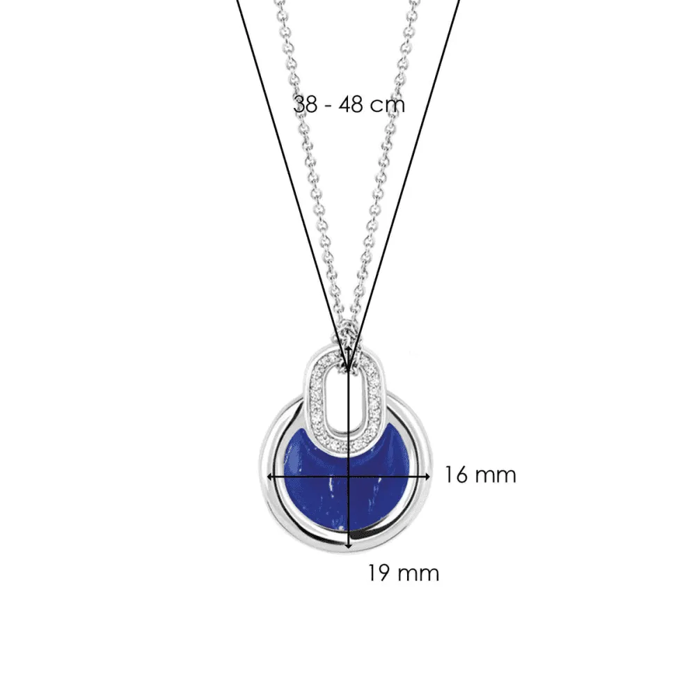 Dark Blue Stone Pendant - Silver - 3887BL/42