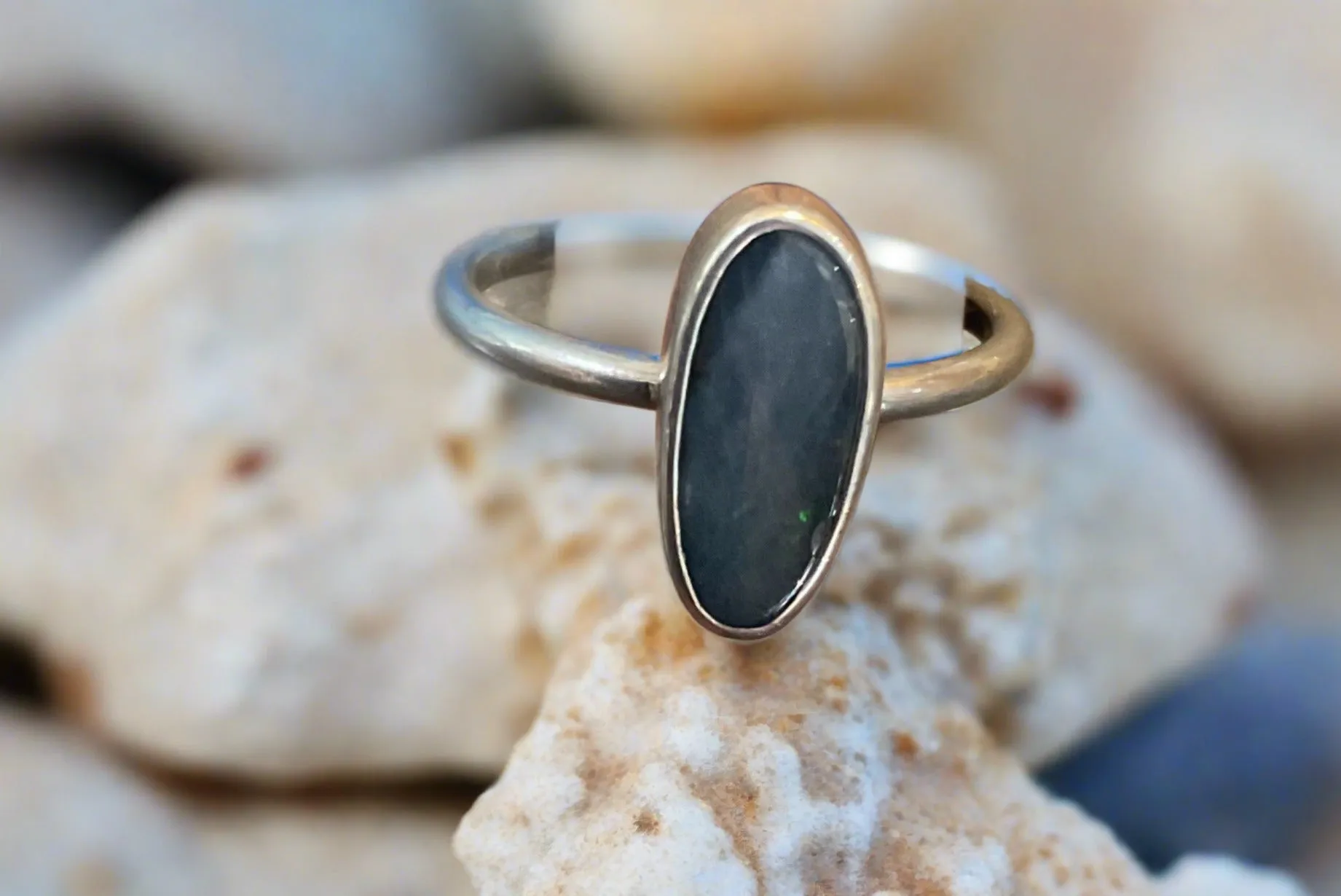 DeCorte Silver Boulder Opal Ring Set In Sterling Silver-Size 8.5