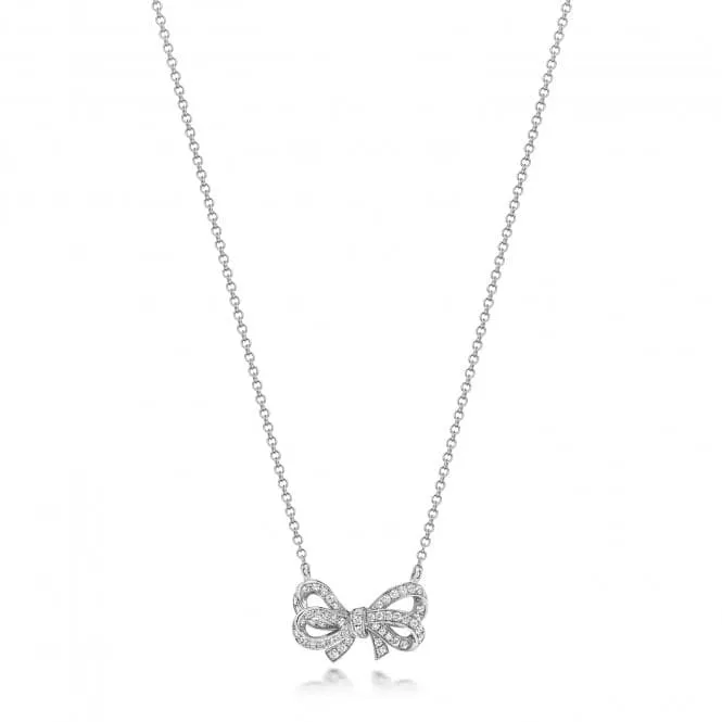 Diamond Jewellery 18ct White Gold Diamond Bow Necklace NDQ114W