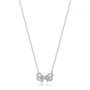 Diamond Jewellery 18ct White Gold Diamond Bow Necklace NDQ114W