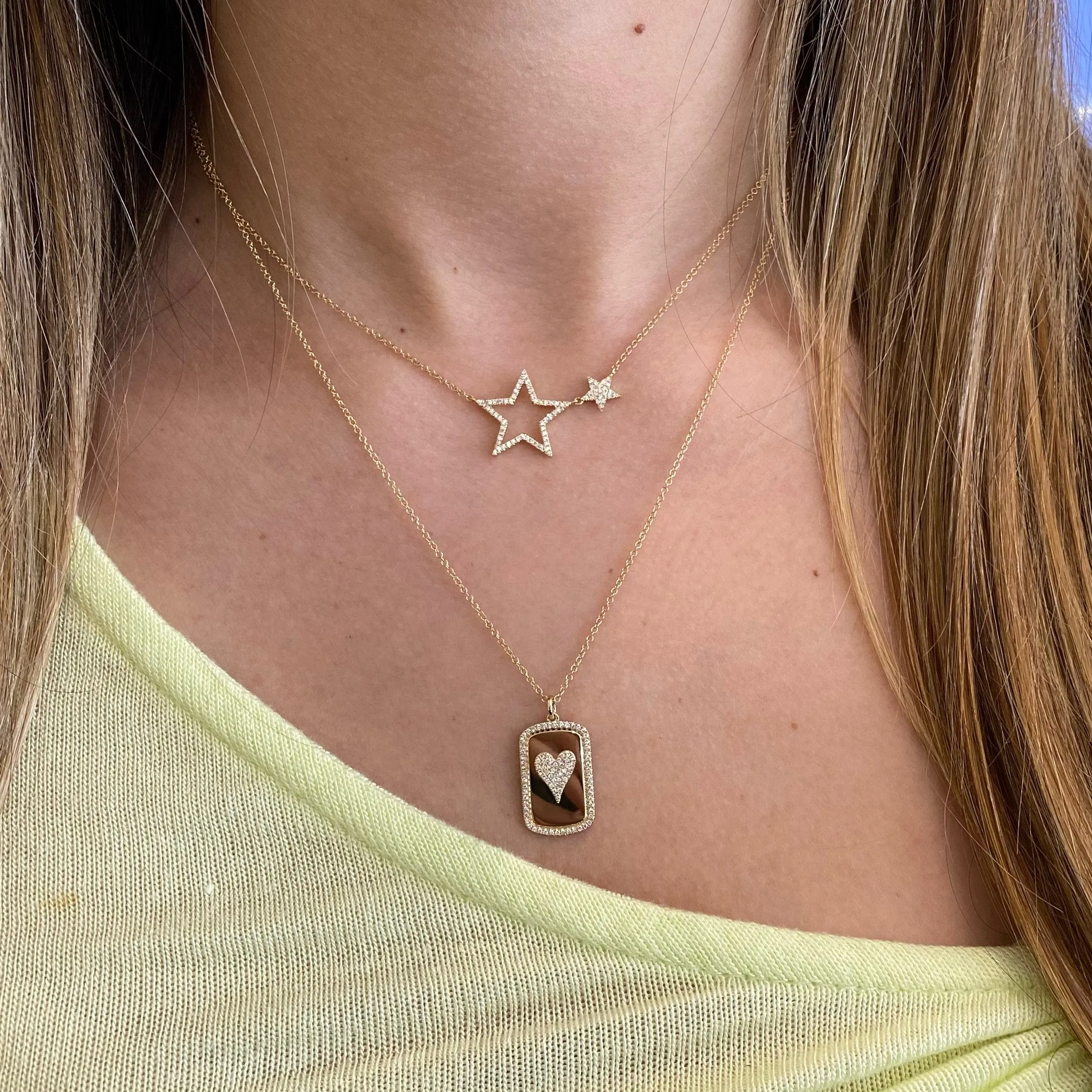 Diamond Open & Filled Star Necklace