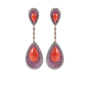 Double Teardrop Coral Earrings