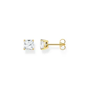Ear studs white stone gold
