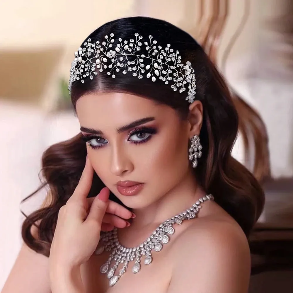 Elegant Bridal Headband with Pearls & Rhinestones