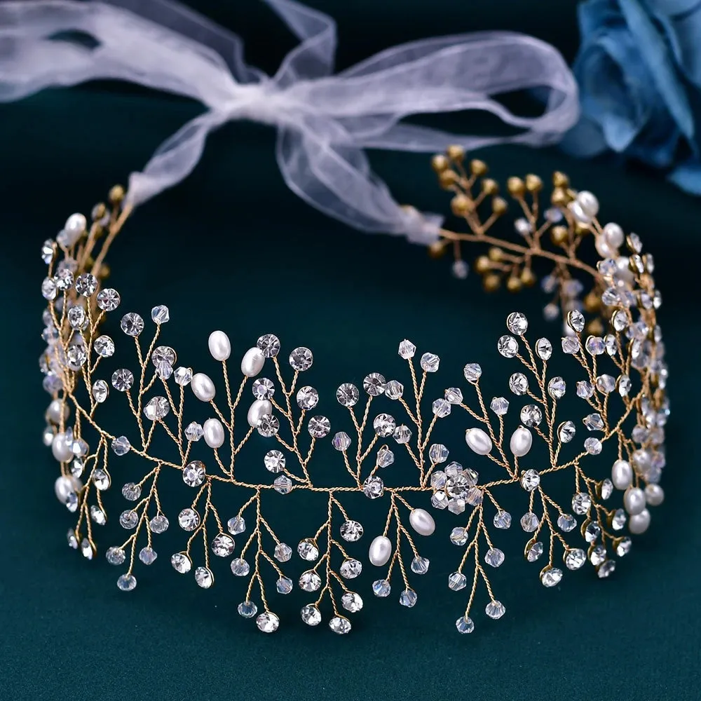 Elegant Bridal Headband with Pearls & Rhinestones