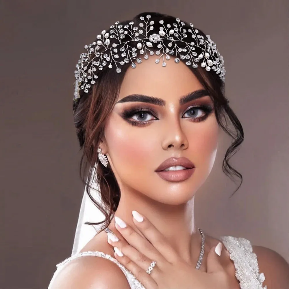 Elegant Bridal Headband with Pearls & Rhinestones