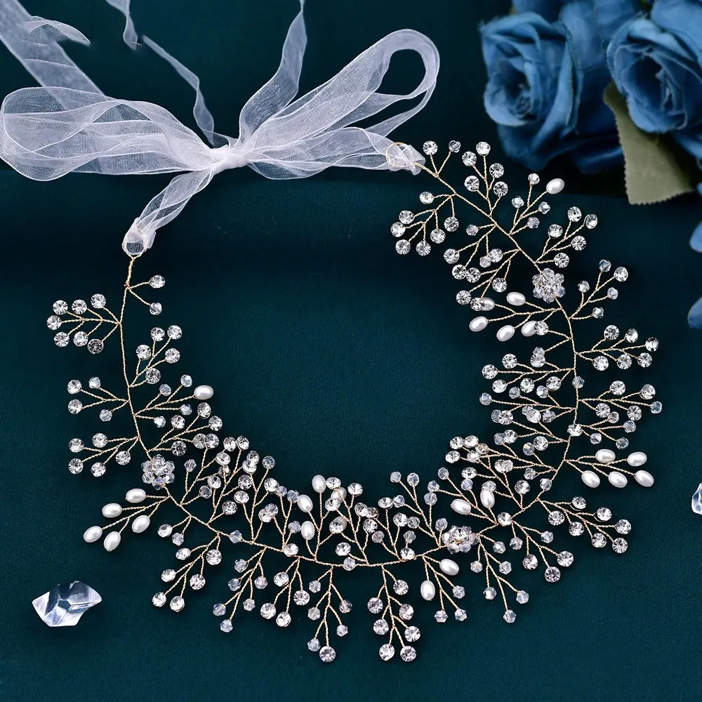 Elegant Bridal Headband with Pearls & Rhinestones