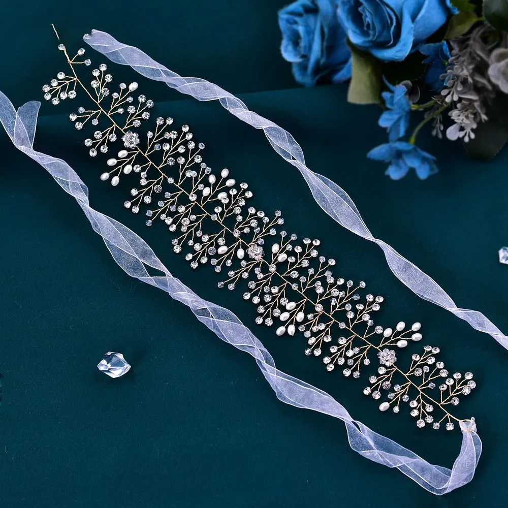 Elegant Bridal Headband with Pearls & Rhinestones
