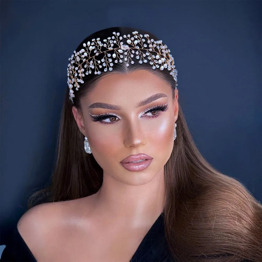 Elegant Bridal Headband with Pearls & Rhinestones