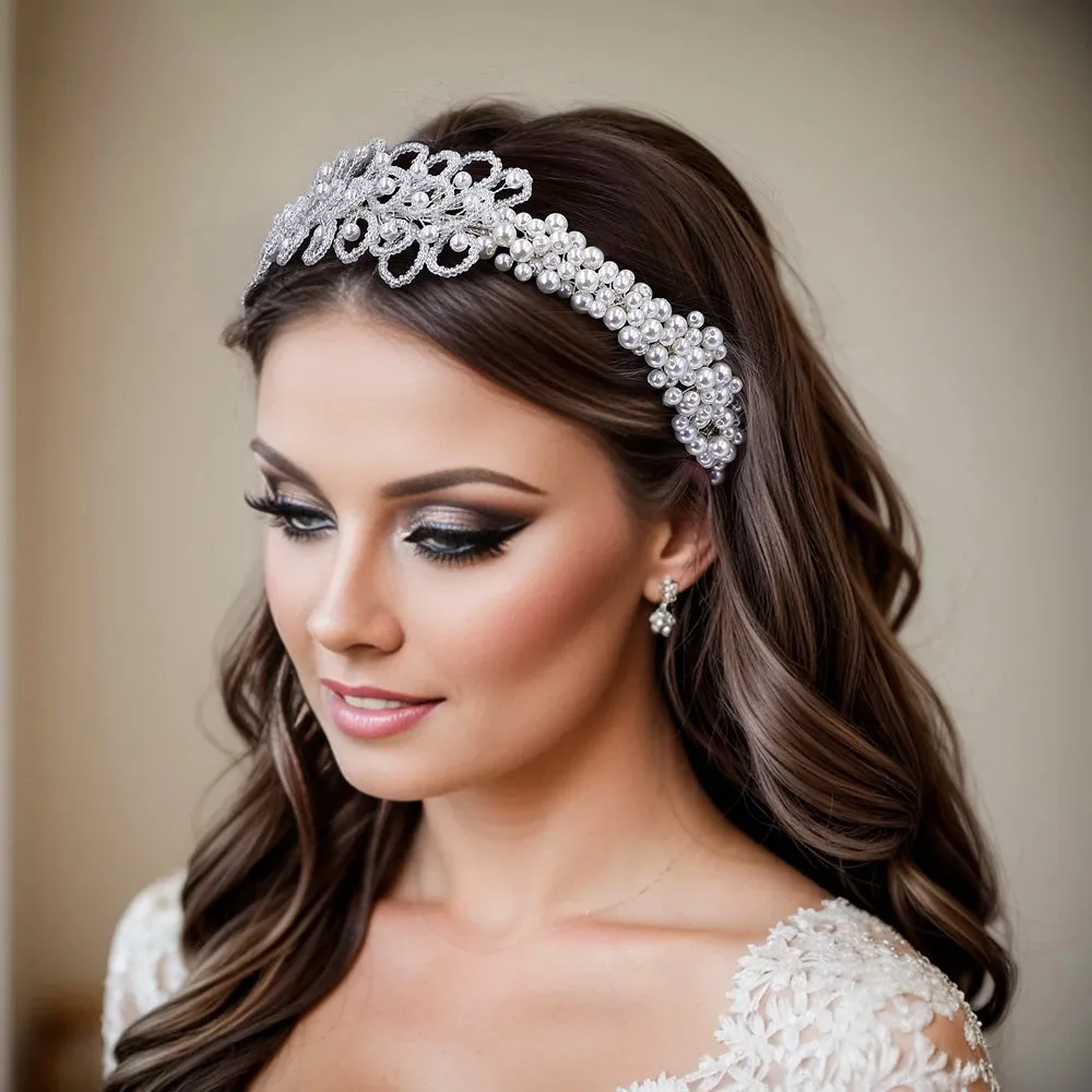 Elegant Pearls Bridal Hair Band Handmade Beaded Wedding Accessories