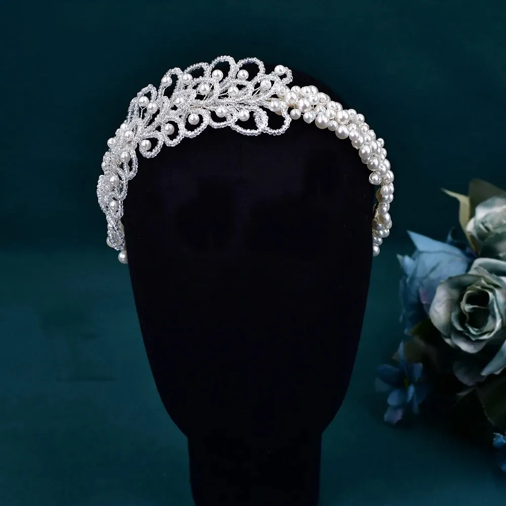 Elegant Pearls Bridal Hair Band Handmade Beaded Wedding Accessories
