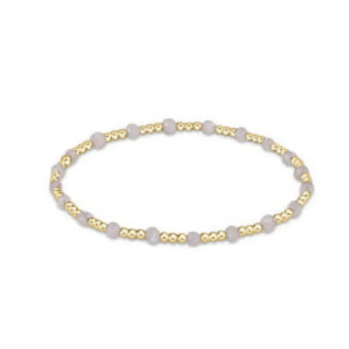 enewton 6.25" Gemstone Gold Sincerity Pattern 3mm Bead Bracelet - Moonstone