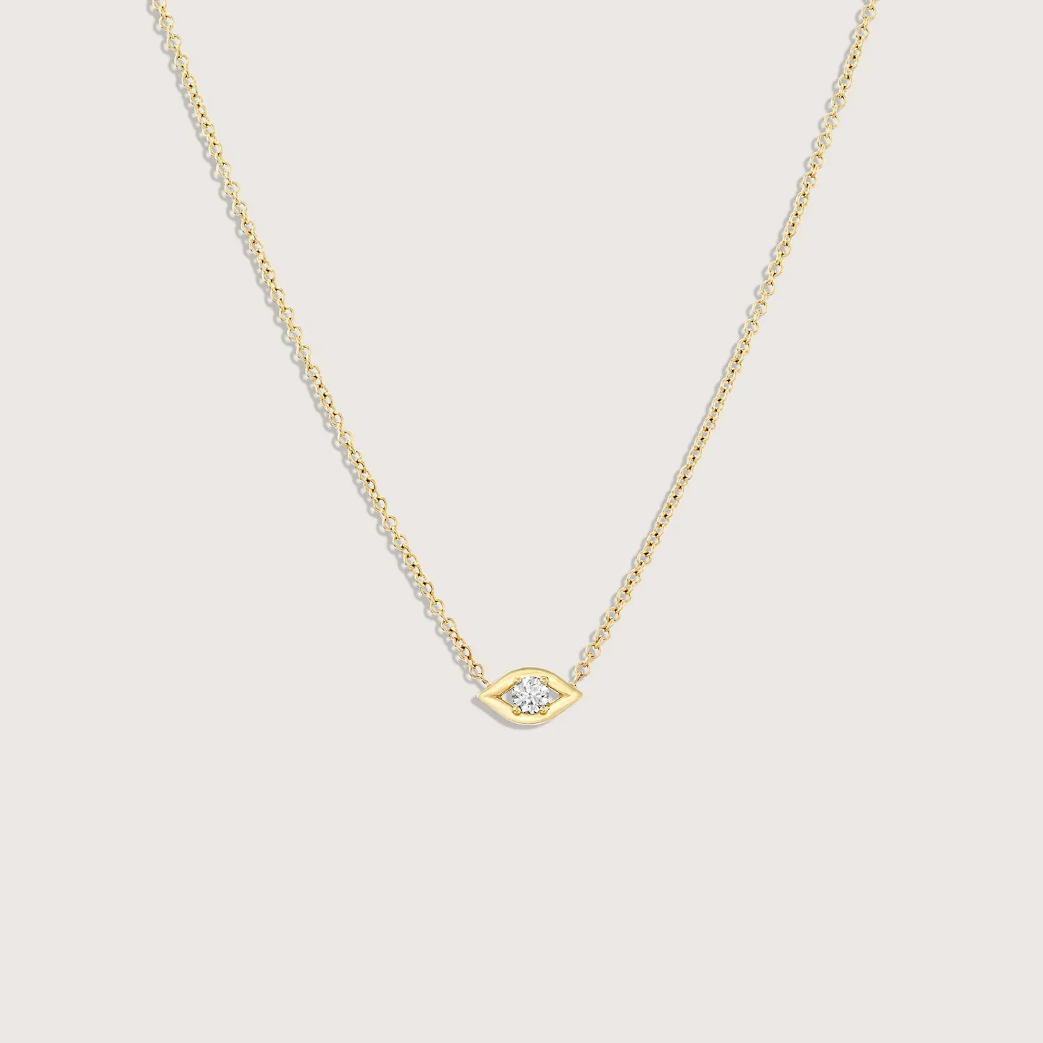 Evil Eye floating Gold Necklace white Diamond