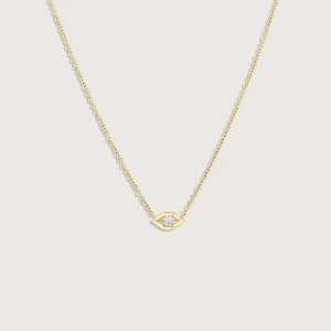 Evil Eye floating Gold Necklace white Diamond