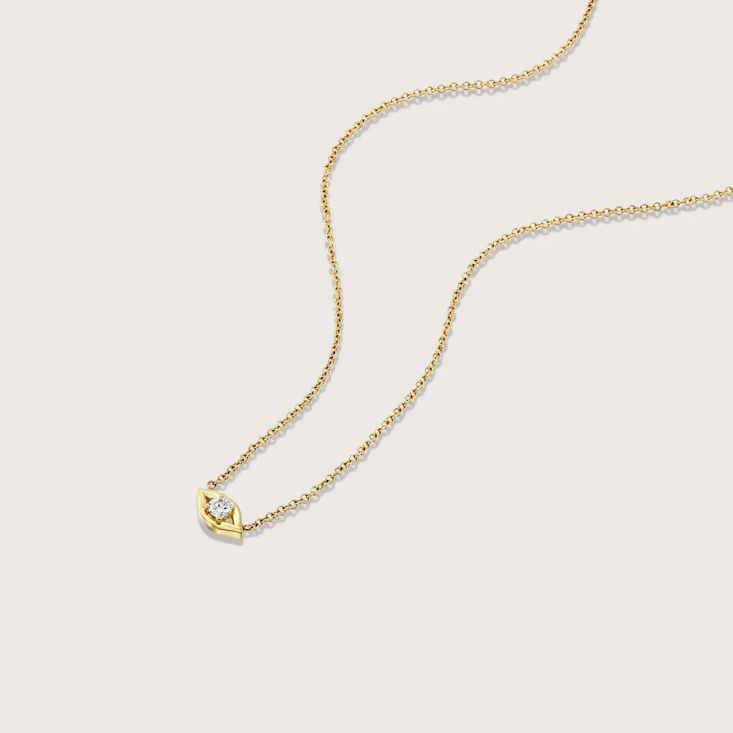 Evil Eye floating Gold Necklace white Diamond