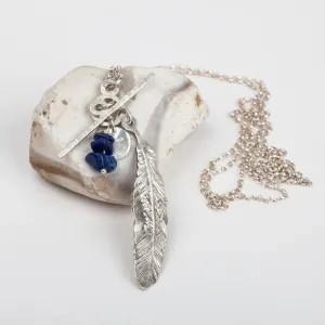 Feather & Lapis Long Necklace