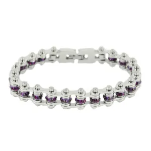 February Edition 3/8" Wide All Silver Amethyst Imitation Crystal Centers