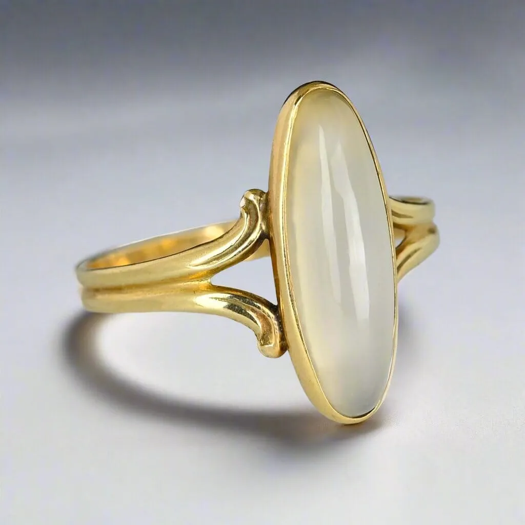 Fine Vintage 10K Gold Moonstone Oval Cabochon Ring