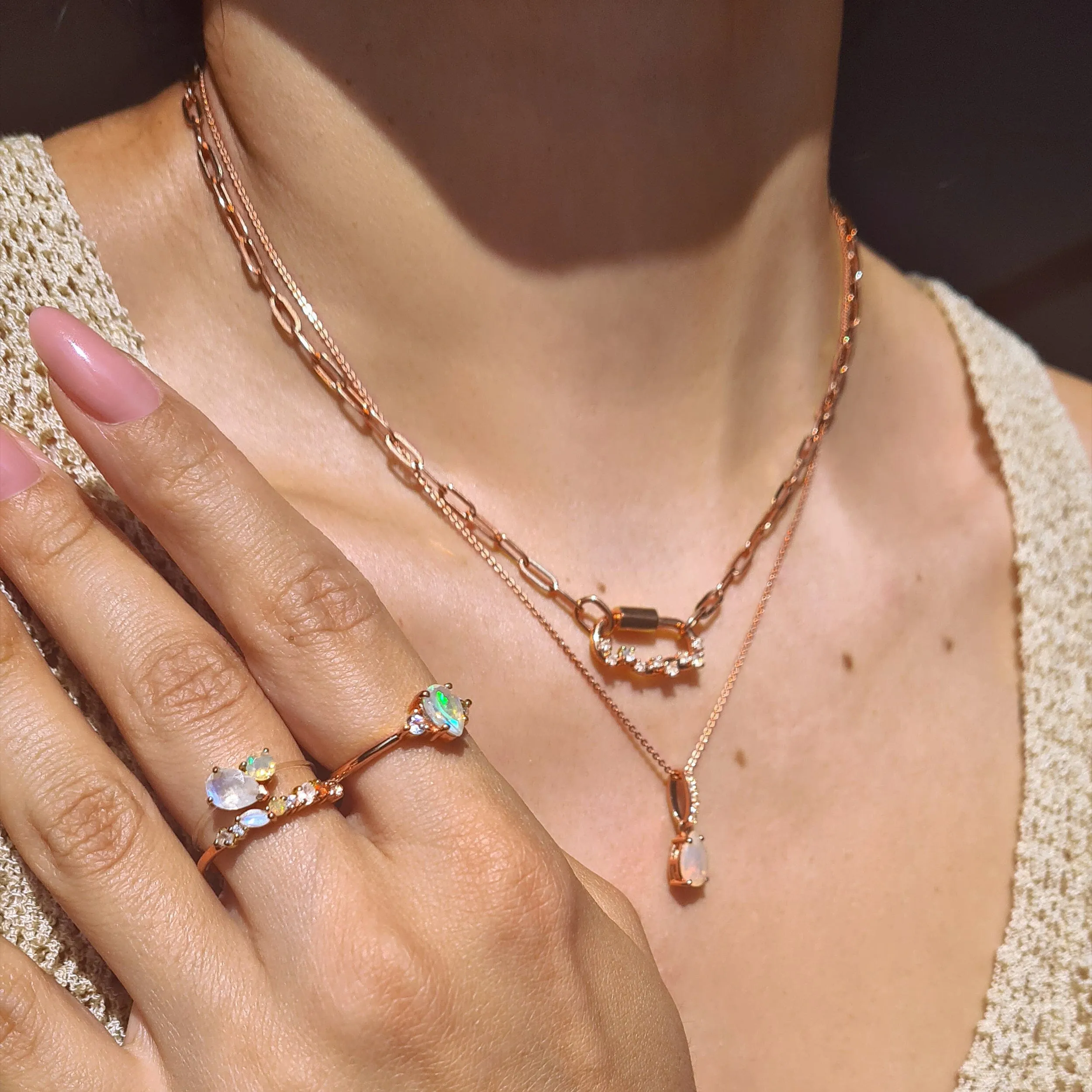 Floating Ring - Toi Et Moi Moonstone & Opal