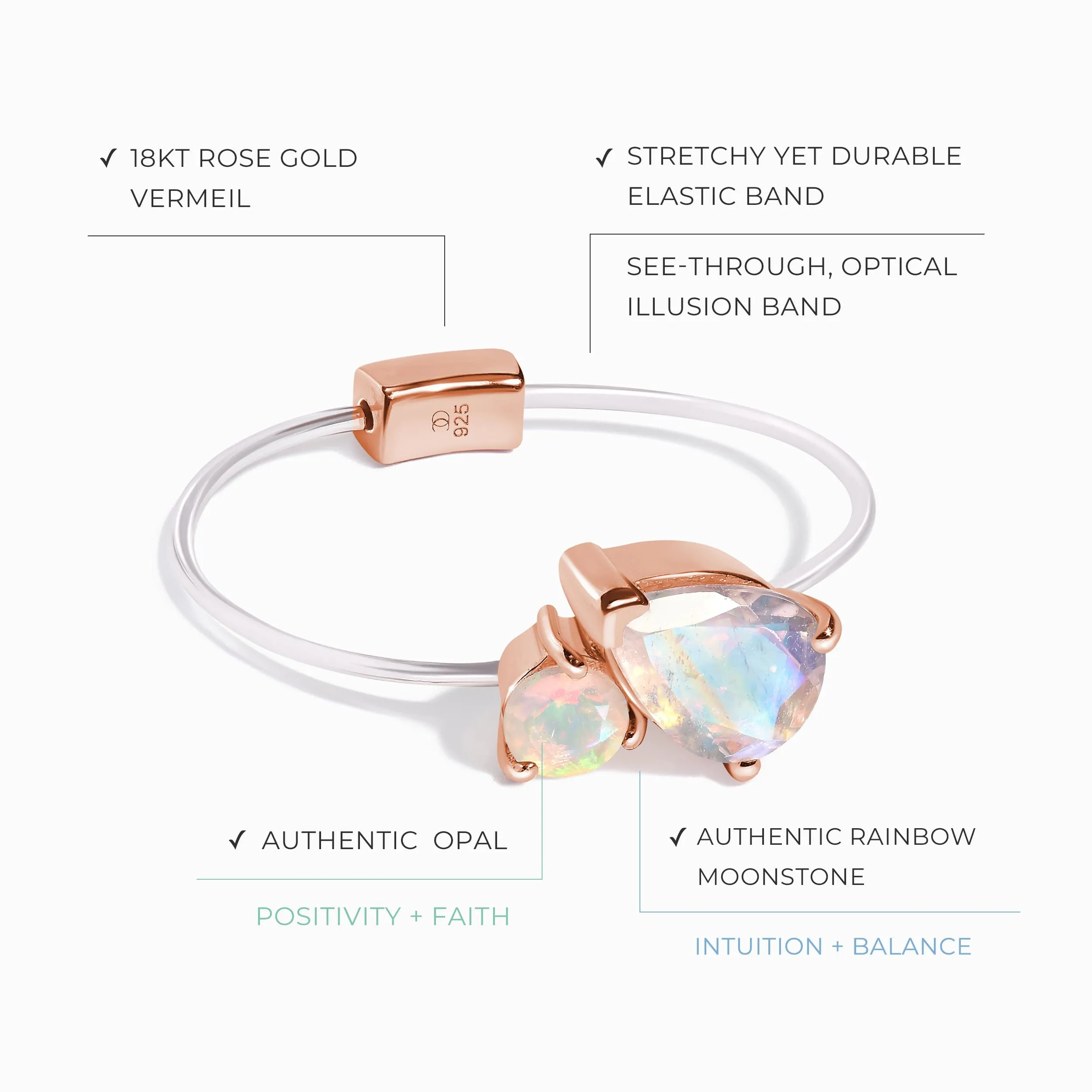 Floating Ring - Toi Et Moi Moonstone & Opal