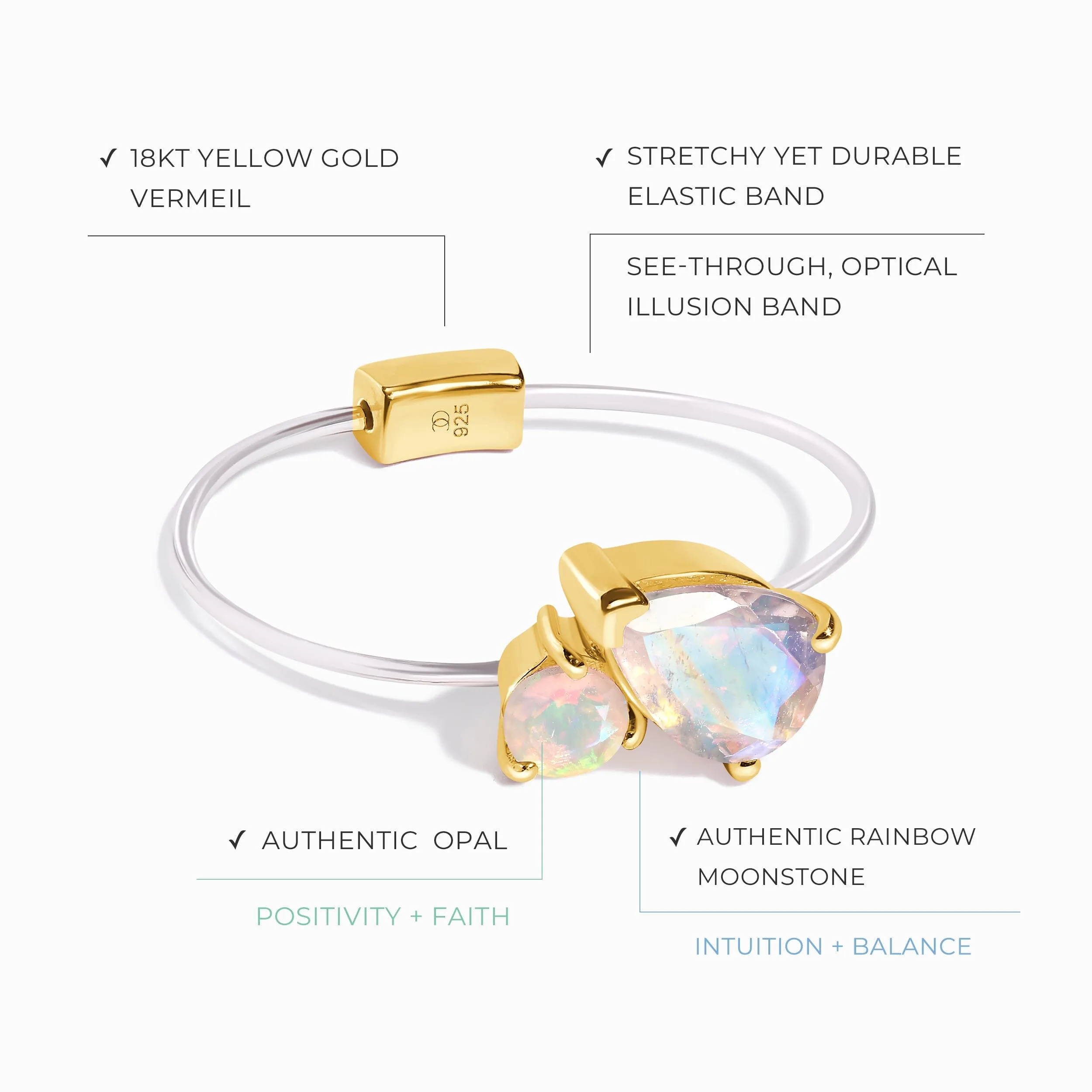 Floating Ring - Toi Et Moi Moonstone & Opal
