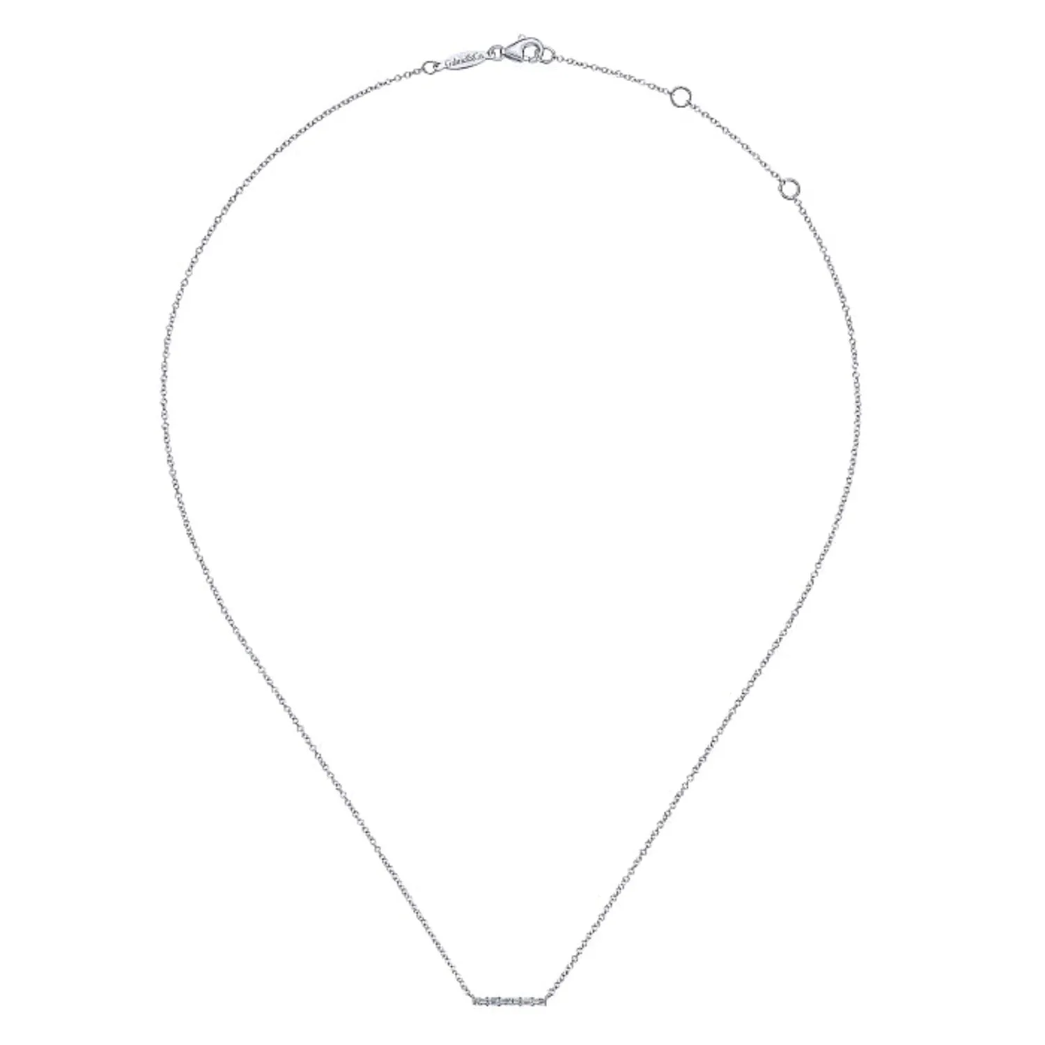Gabriel & Co. Baguette & Round Diamond Bar Necklace