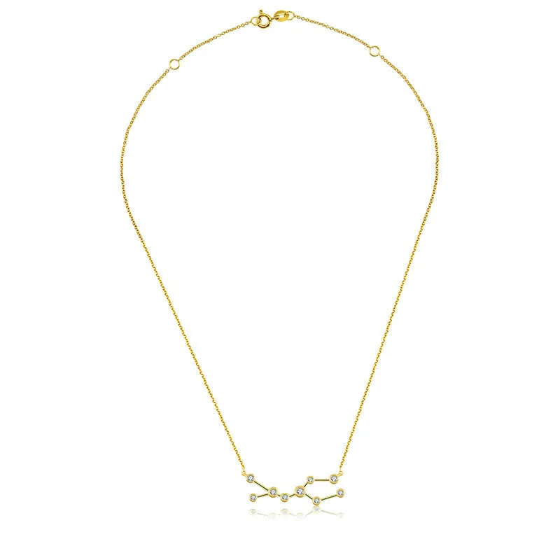 Gemini Zodiac Constellation Necklace 18k Gold & Diamond