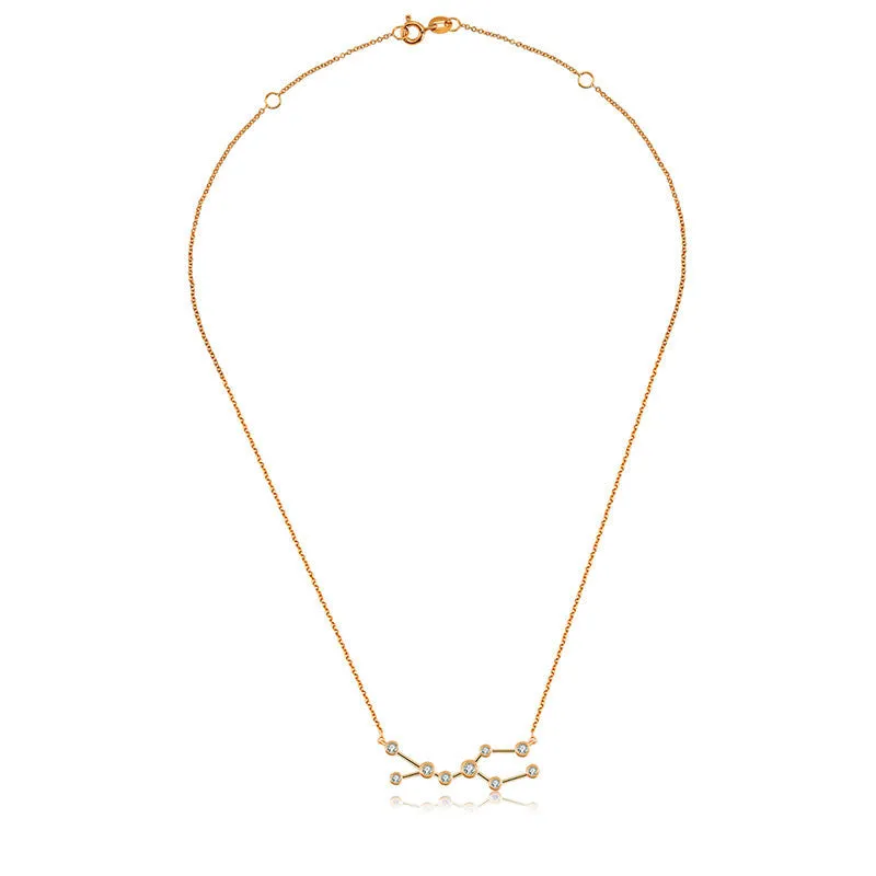 Gemini Zodiac Constellation Necklace 18k Gold & Diamond