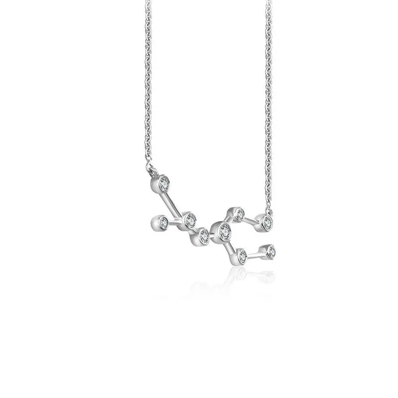Gemini Zodiac Constellation Necklace 18k Gold & Diamond