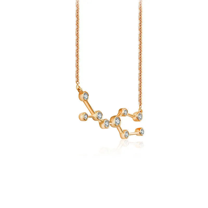 Gemini Zodiac Constellation Necklace 18k Gold & Diamond