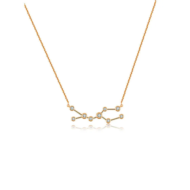 Gemini Zodiac Constellation Necklace 18k Gold & Diamond