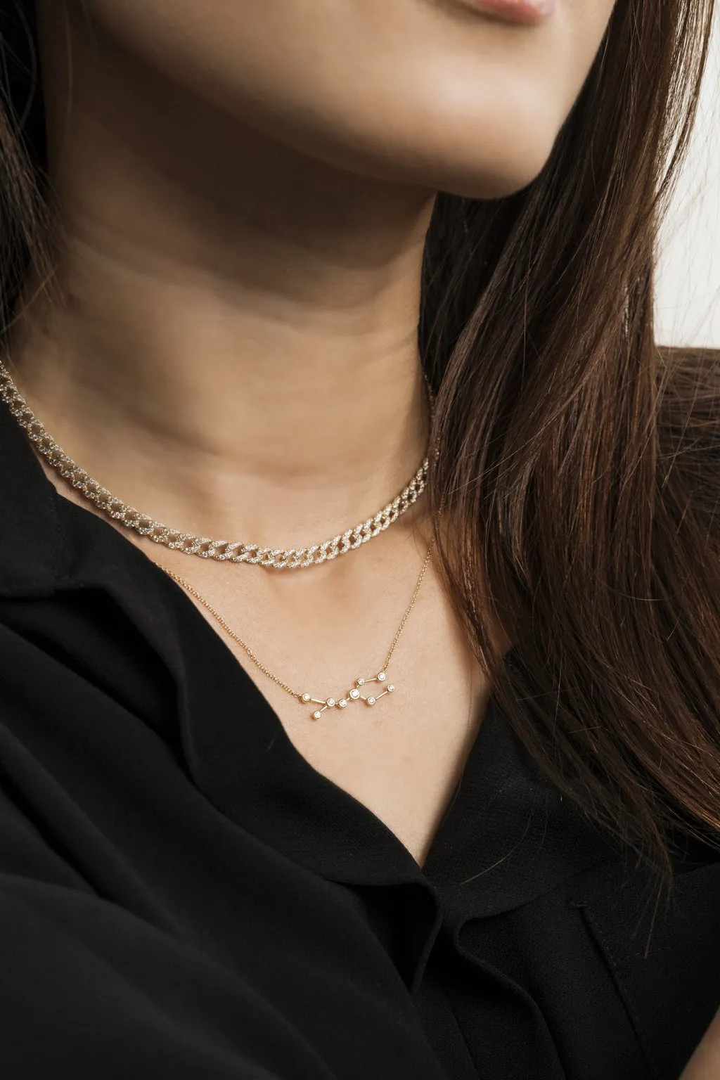 Gemini Zodiac Constellation Necklace 18k Gold & Diamond