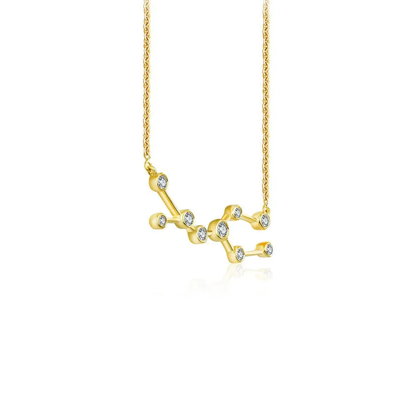 Gemini Zodiac Constellation Necklace 18k Gold & Diamond