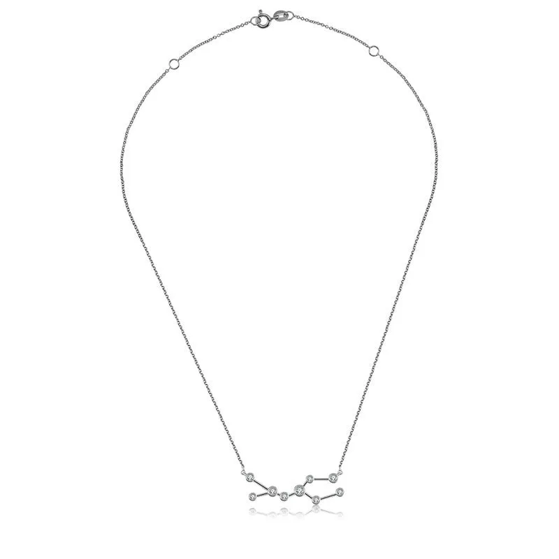 Gemini Zodiac Constellation Necklace 18k Gold & Diamond