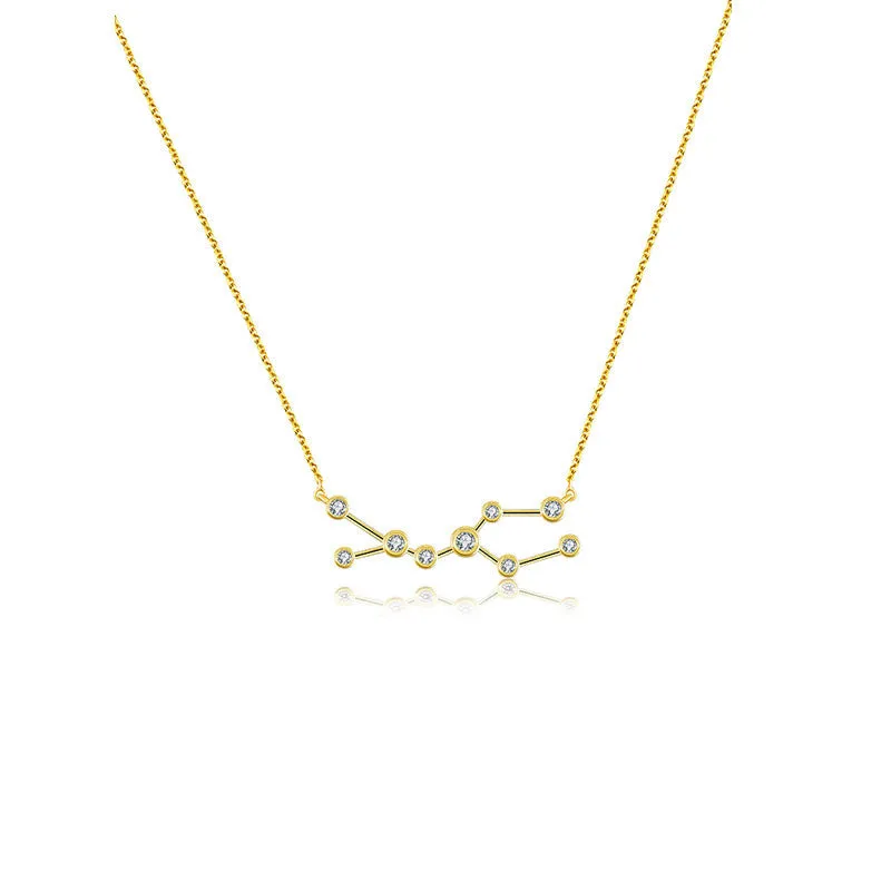Gemini Zodiac Constellation Necklace 18k Gold & Diamond