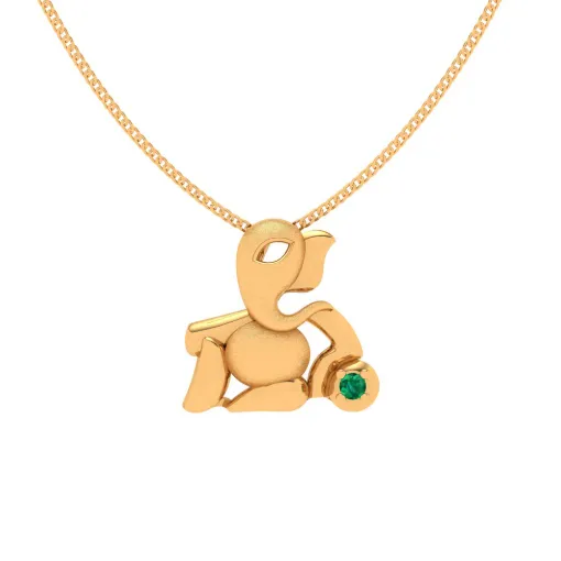 Gemstone-laced Ganesha 22k Gold Pendant For Women
