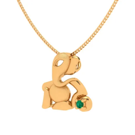 Gemstone-laced Ganesha 22k Gold Pendant For Women
