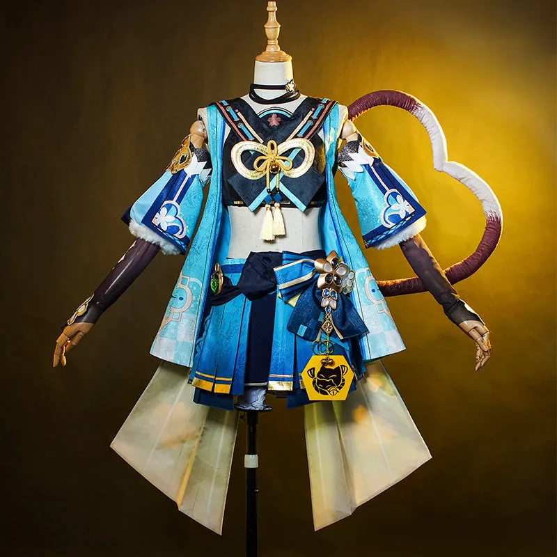 Genshin Impact Kirara Cosplay Costume Anime Nekomata Dress Halloween Exhibition Suit